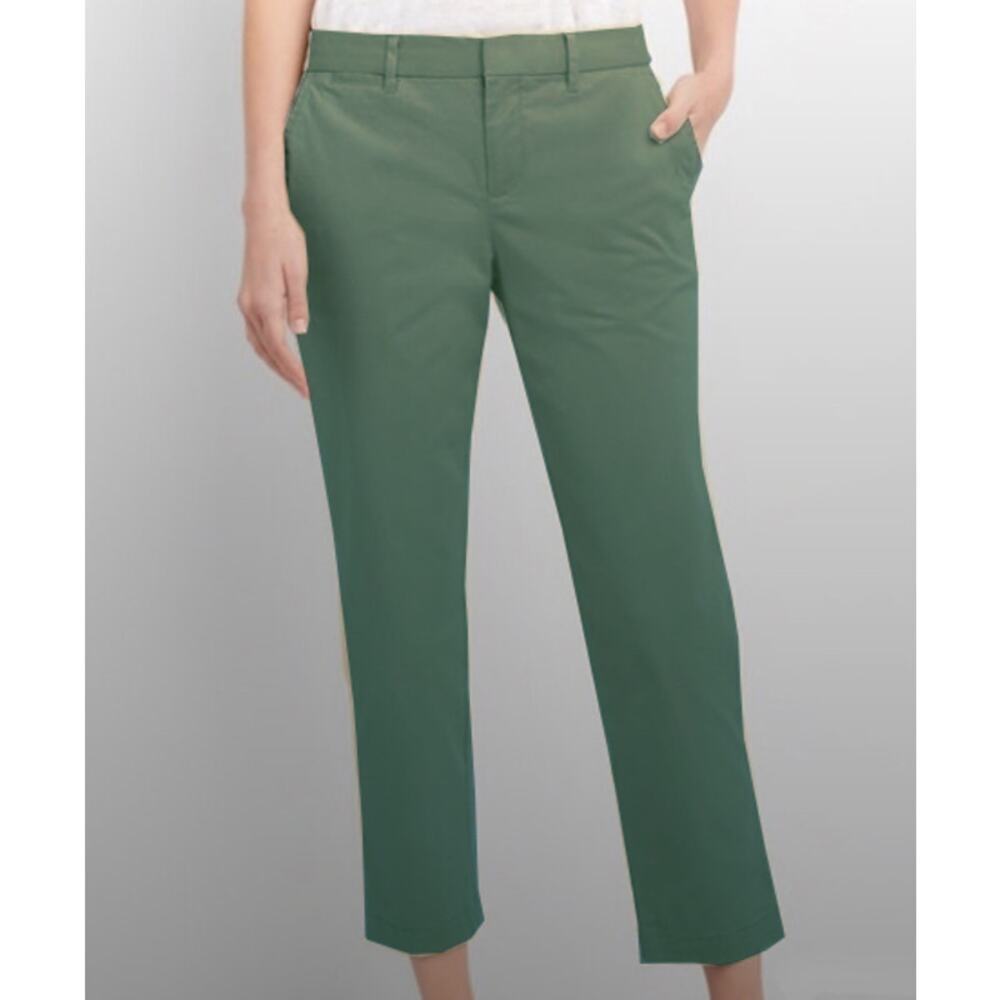 Gap Women's Slim Crop Pants Olive Green Casual Comfortable Stretch 10 Minimalist